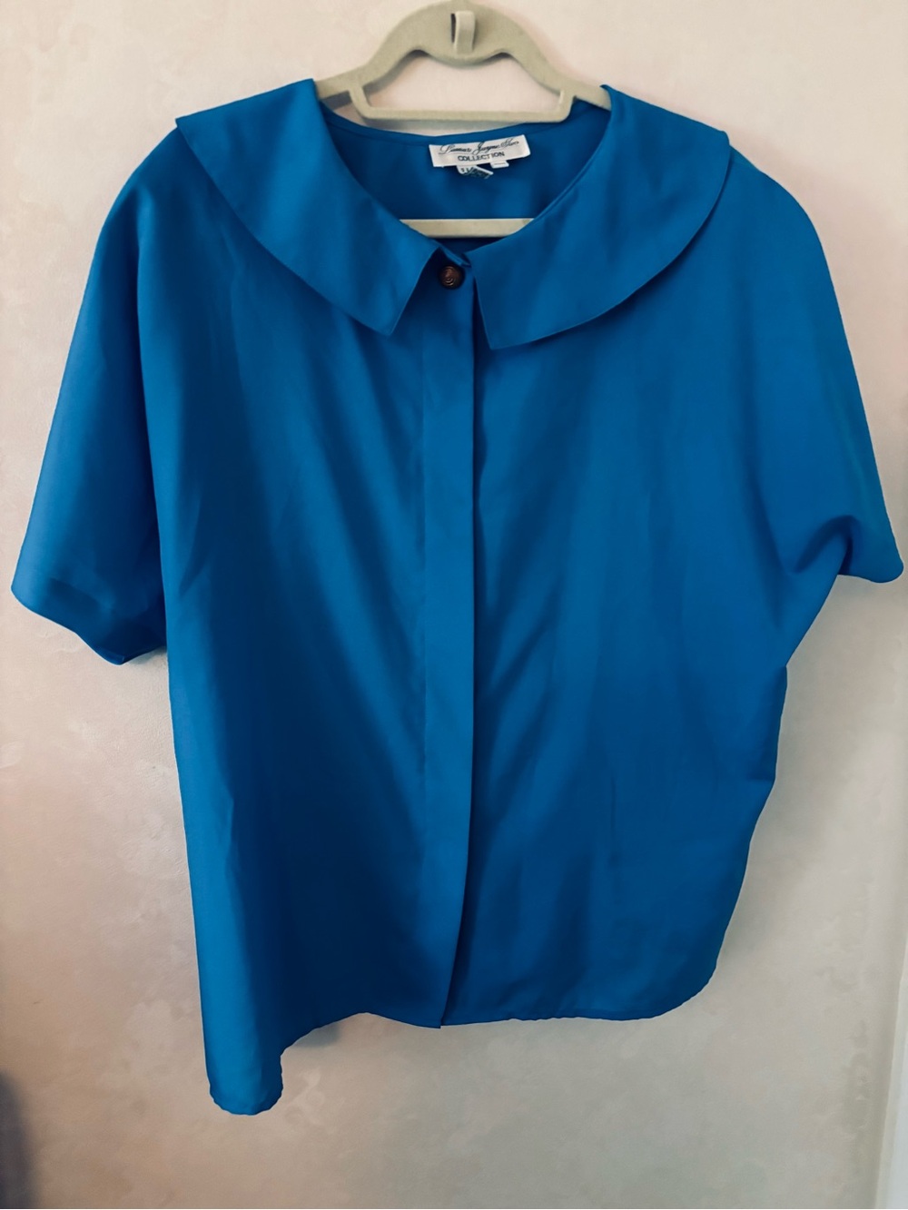 Vintage 1990’s Blue Short Sleeve Blouse, Size 20W